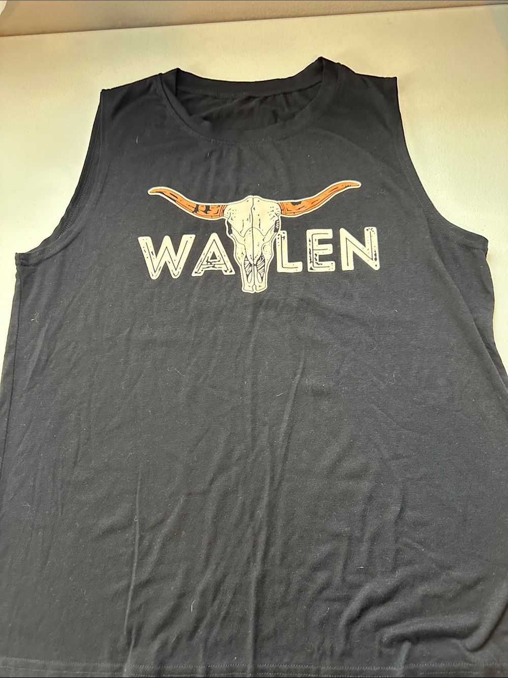 Wallen Black Graphic Tank with Longhorn Skull